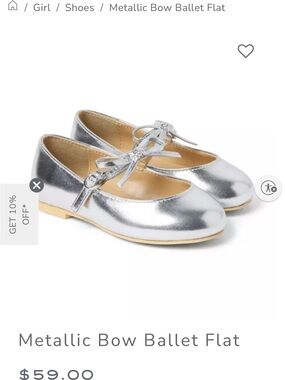 Janie and Jack Silver Metallic Bow Mary Jane Flats